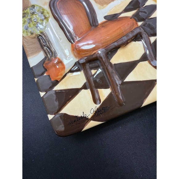 Winterle Olson Bathroom Ceramic Art Tile Whimsical Scene Wall Decor Signed - Picture 2 of 7